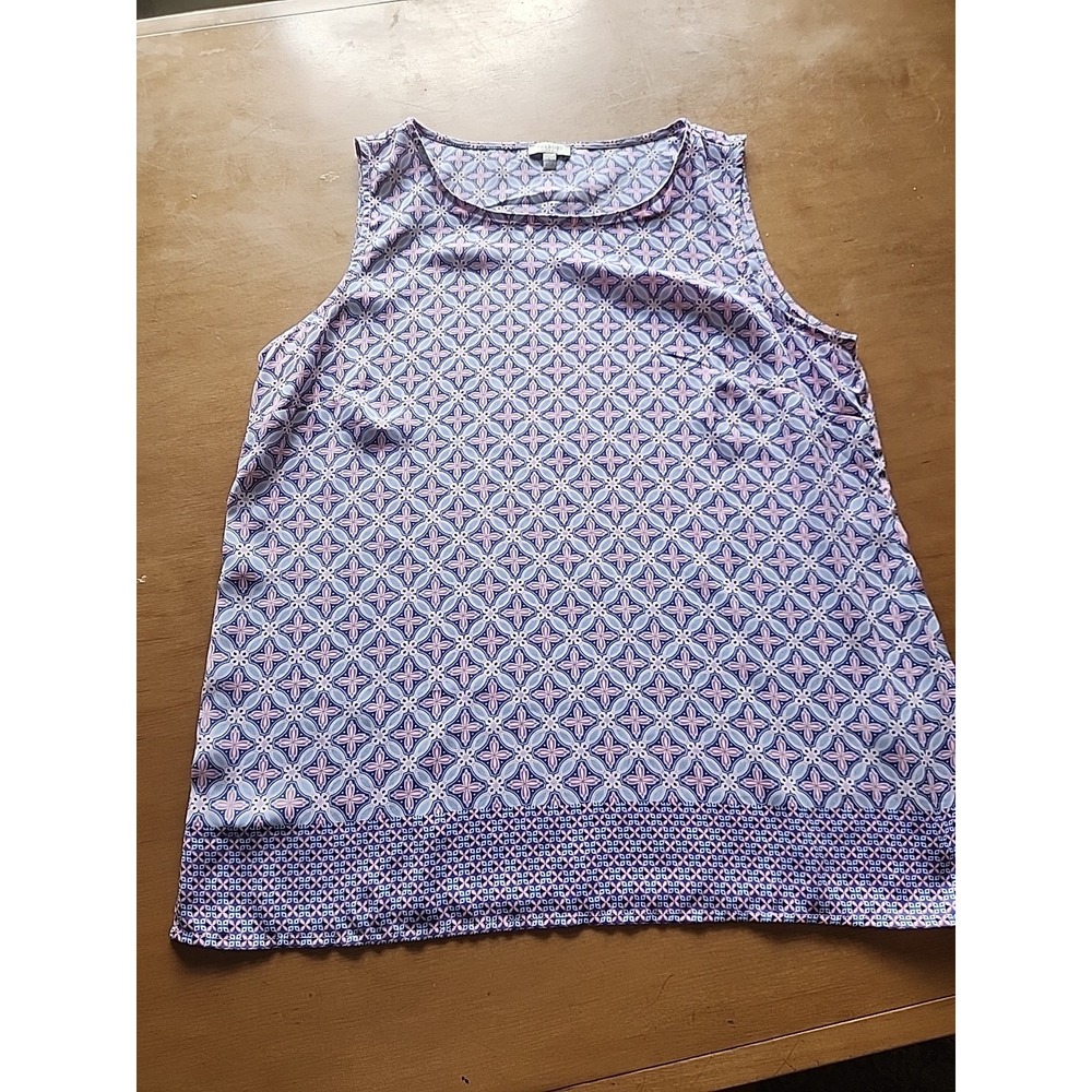 Talbots Top Women Size L Purple Pink Floral Sleeveless Flowy Blouse Tank Casual